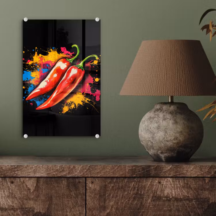 Glas schilderij - Peper - Graffiti - Verf - Abstract - Modern - Kleurrijk — 4