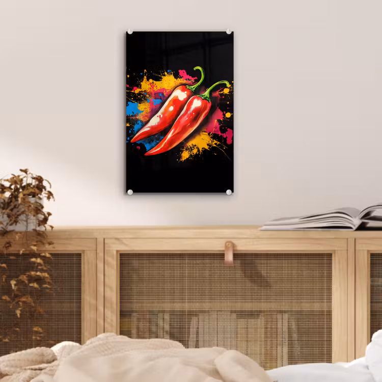 Glas schilderij - Peper - Graffiti - Verf - Abstract - Modern - Kleurrijk — 5