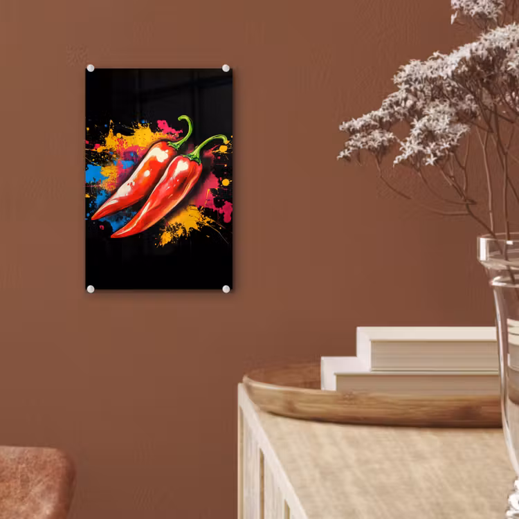 Glas schilderij - Peper - Graffiti - Verf - Abstract - Modern - Kleurrijk — 6