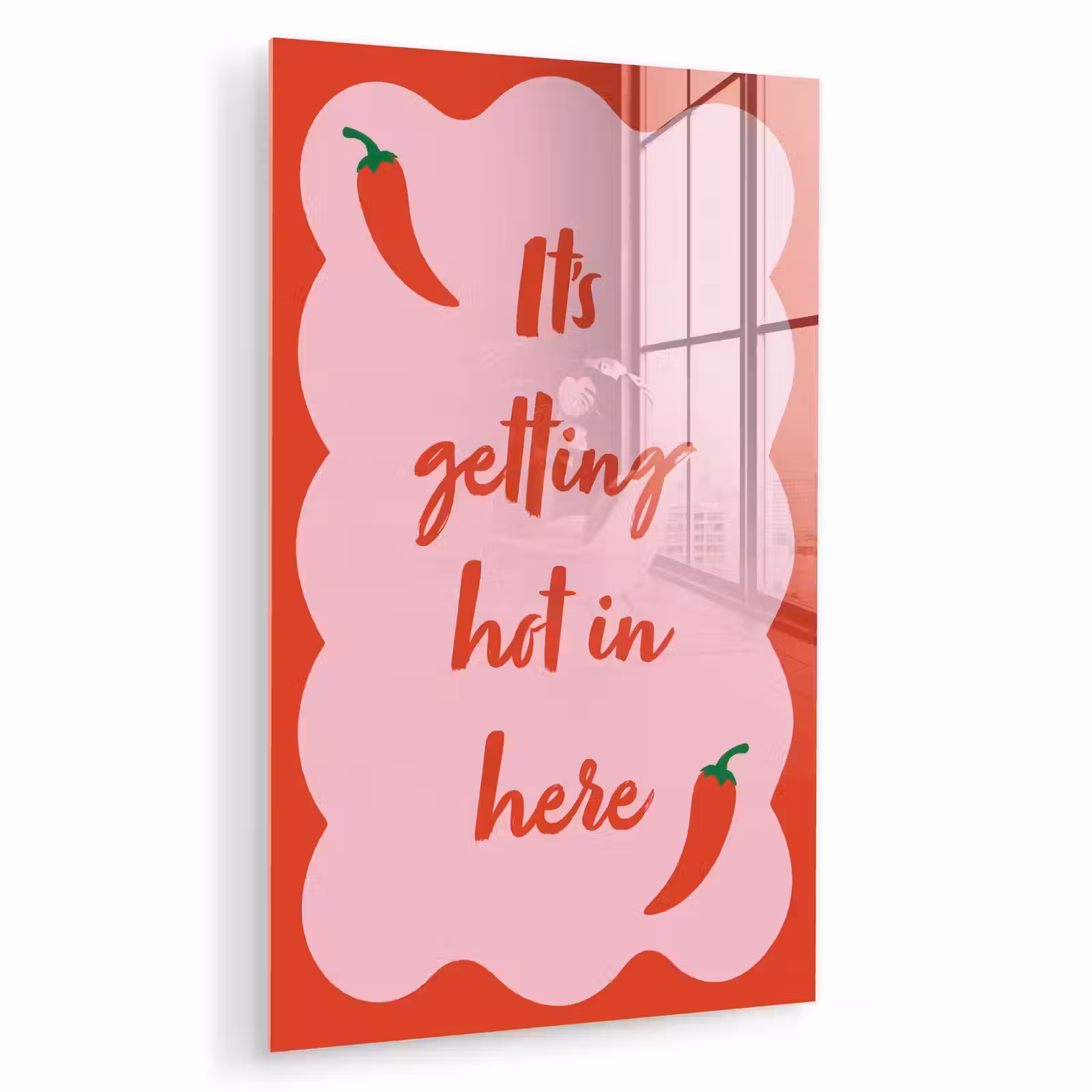 Glas schilderij - Chilipeper - Red - Hot - Quotes — 1