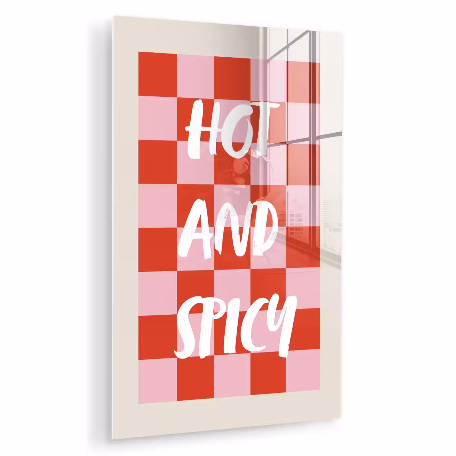 Glas schilderij - Hot - Spicy - Geruit - Rood — 1