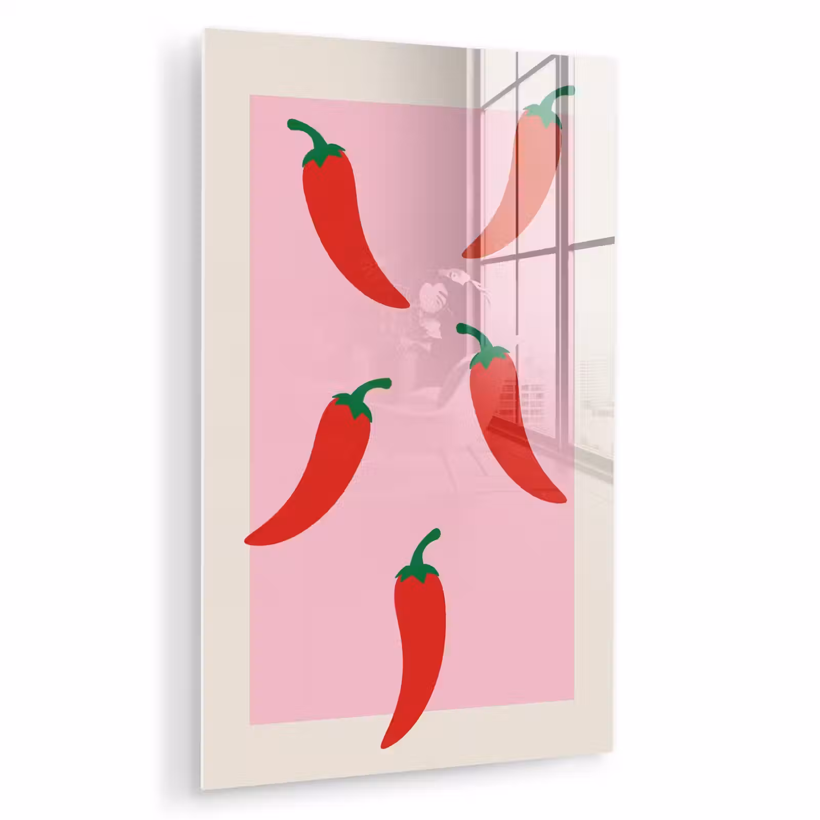 Glas schilderij - Pepers - Rood - Illustratie — 1