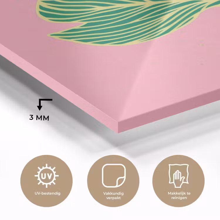 Glas schilderij - Blad - Groen - Illustratie - Minimalistisch — 3