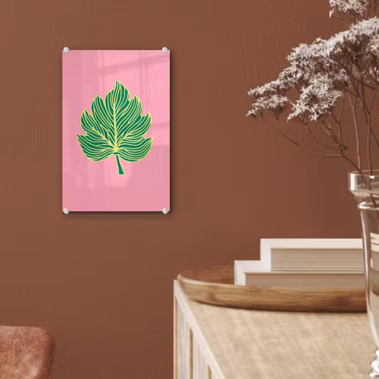 Glas schilderij - Blad - Groen - Illustratie - Minimalistisch — 6