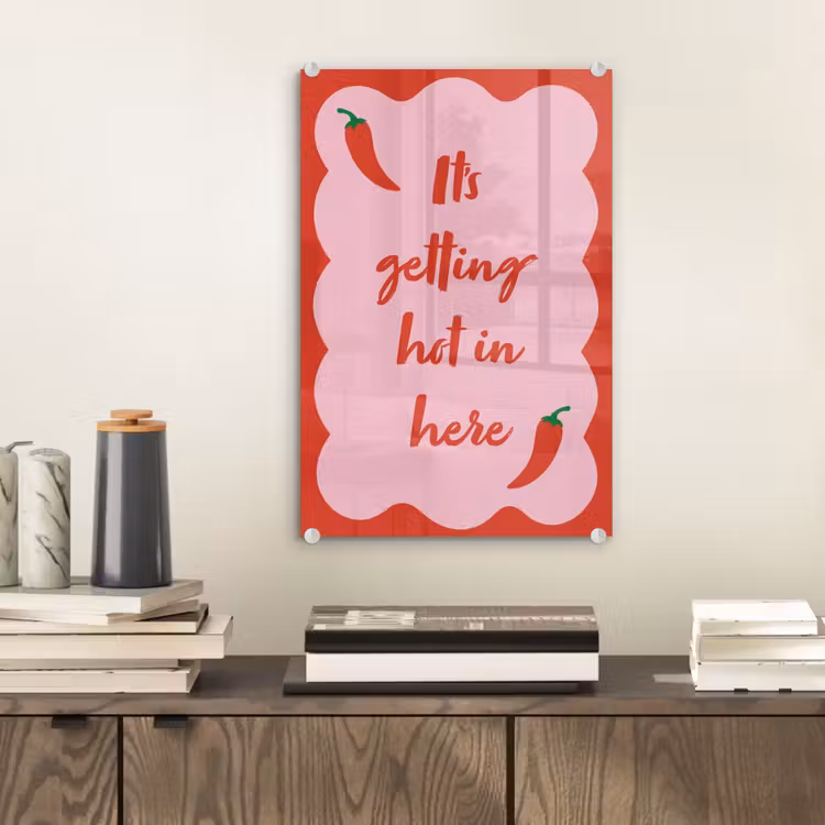 Glas schilderij - Chilipeper - Red - Hot - Quotes — 2