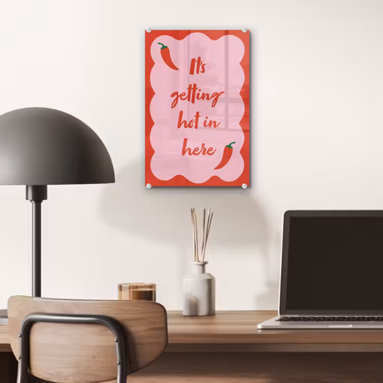 Glas schilderij - Chilipeper - Red - Hot - Quotes — 7