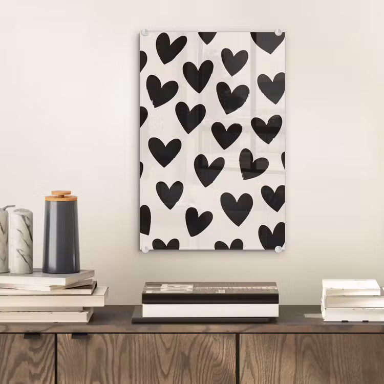 Glas schilderij - Hartjes - Zwart - Beige — 2