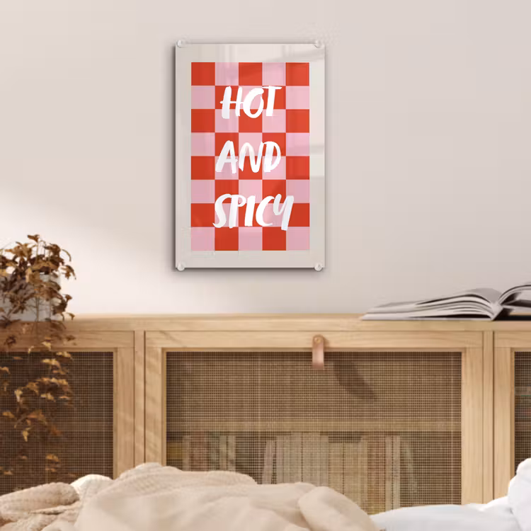 Glas schilderij - Hot - Spicy - Geruit - Rood — 5