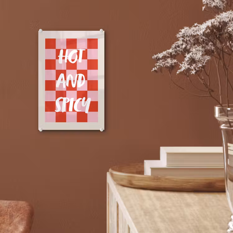 Glas schilderij - Hot - Spicy - Geruit - Rood — 6