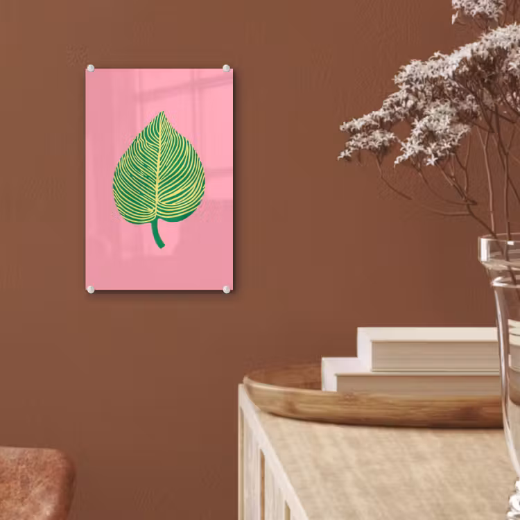 Glas schilderij - Illustratie - Blad - Minimalistisch - Groen — 6