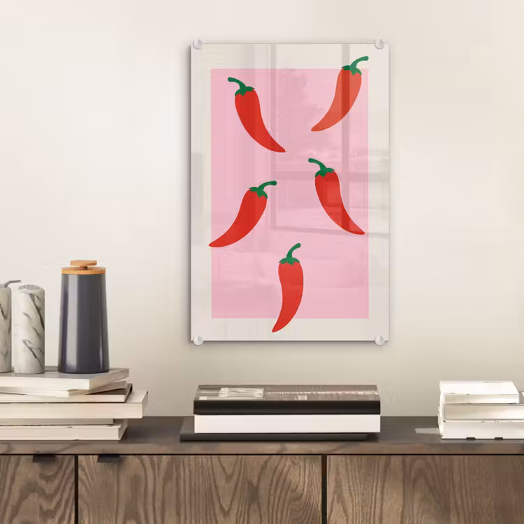 Glas schilderij - Pepers - Rood - Illustratie — 2