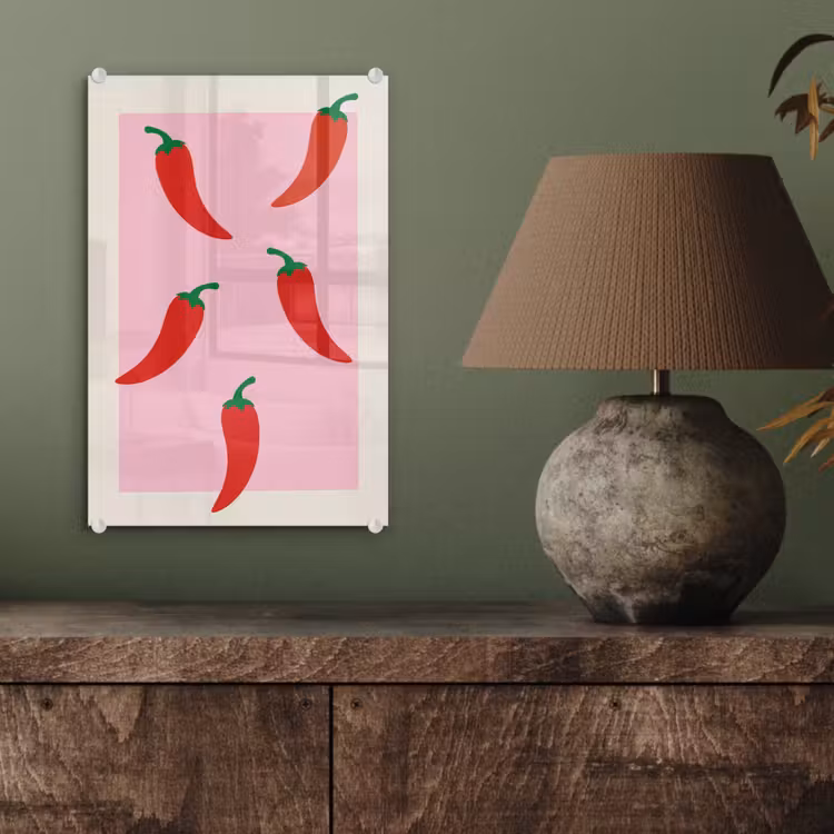 Glas schilderij - Pepers - Rood - Illustratie — 4