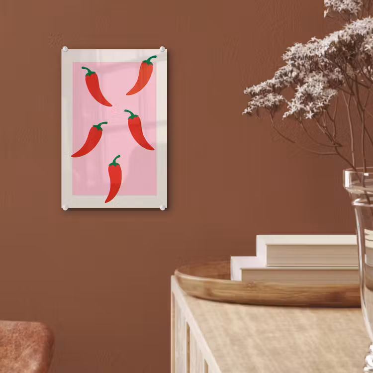 Glas schilderij - Pepers - Rood - Illustratie — 6