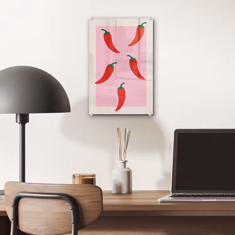 Glas schilderij - Pepers - Rood - Illustratie — 7