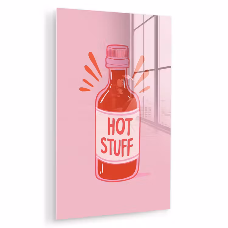 Glas schilderij - Pittig - Rood - Saus - Grafisch — 1