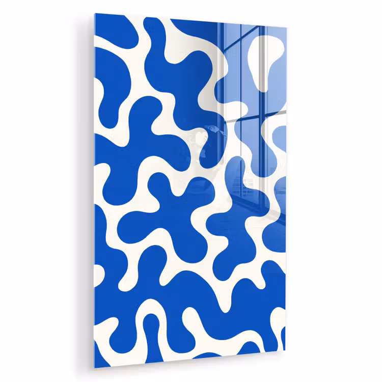 Glas schilderij - Vormen - Abstract - Blauw - Golven — 1