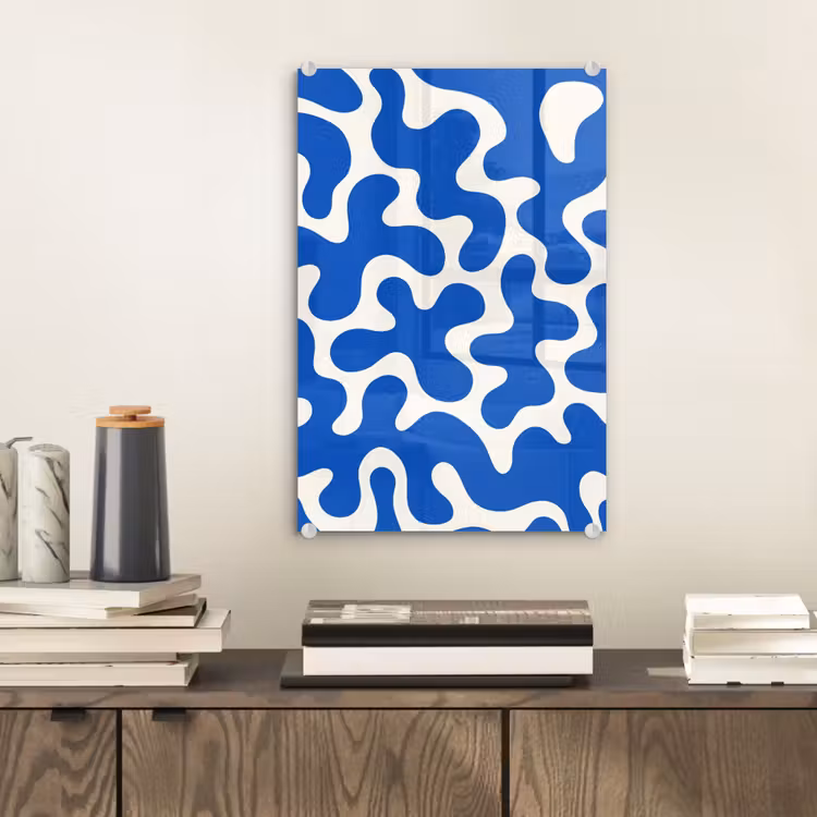 Glas schilderij - Vormen - Abstract - Blauw - Golven — 2