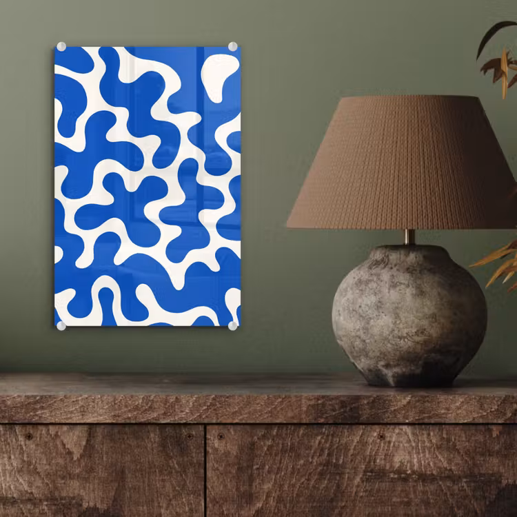 Glas schilderij - Vormen - Abstract - Blauw - Golven — 4