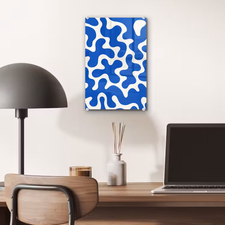 Glas schilderij - Vormen - Abstract - Blauw - Golven — 7
