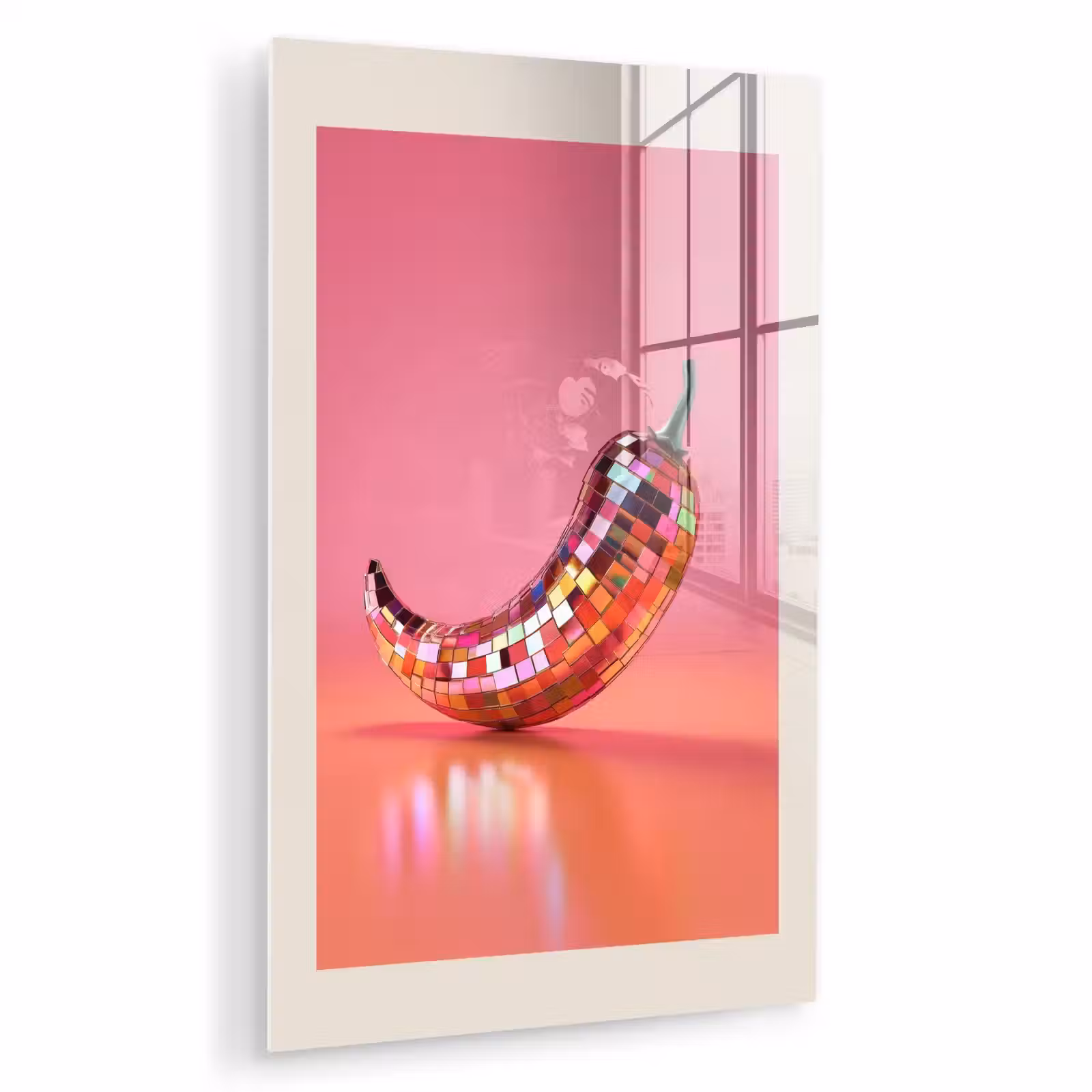 Glas schilderij - Disco - Peper - Roze — 1