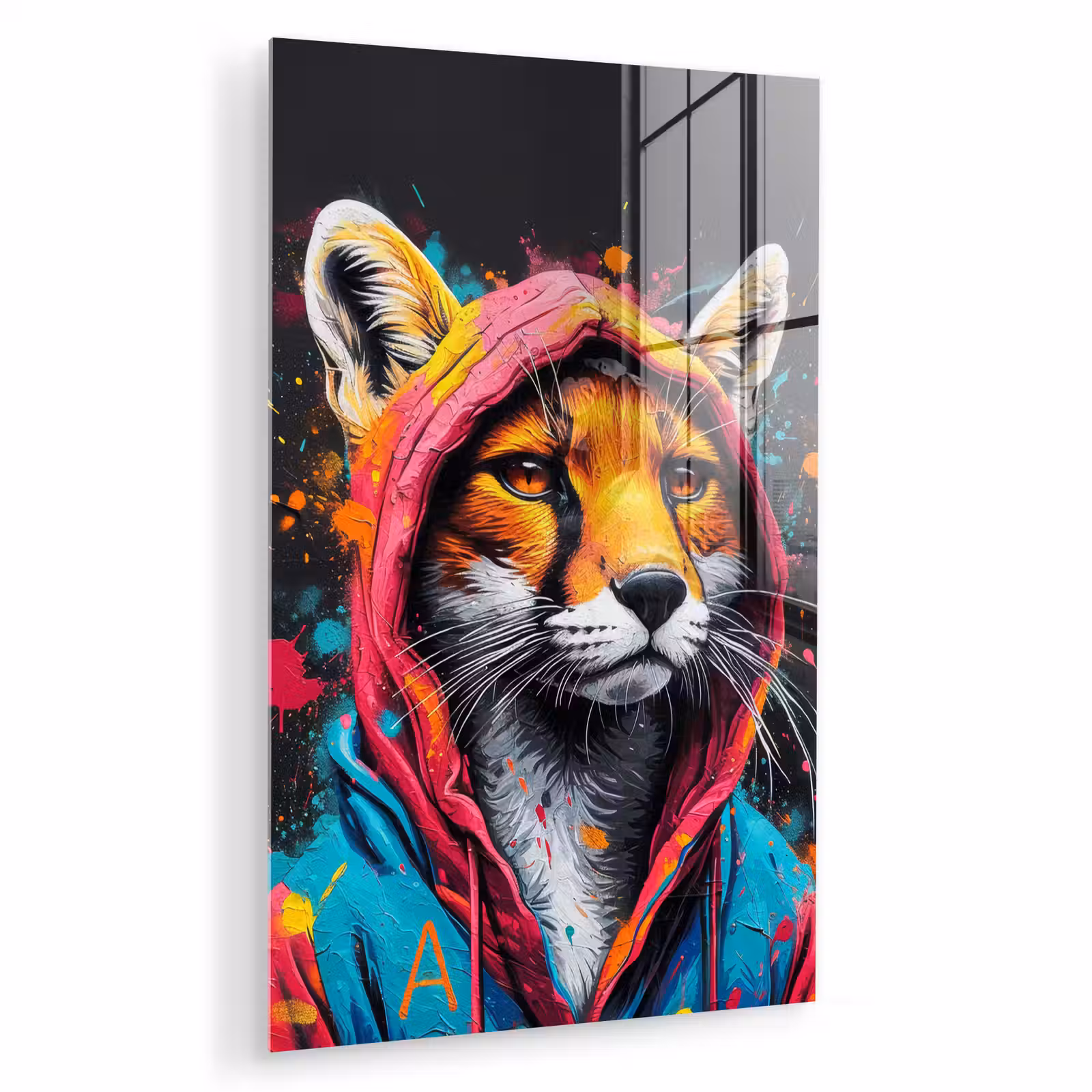 Glas schilderij - Graffiti - Vos - Jas - Pop art — 1