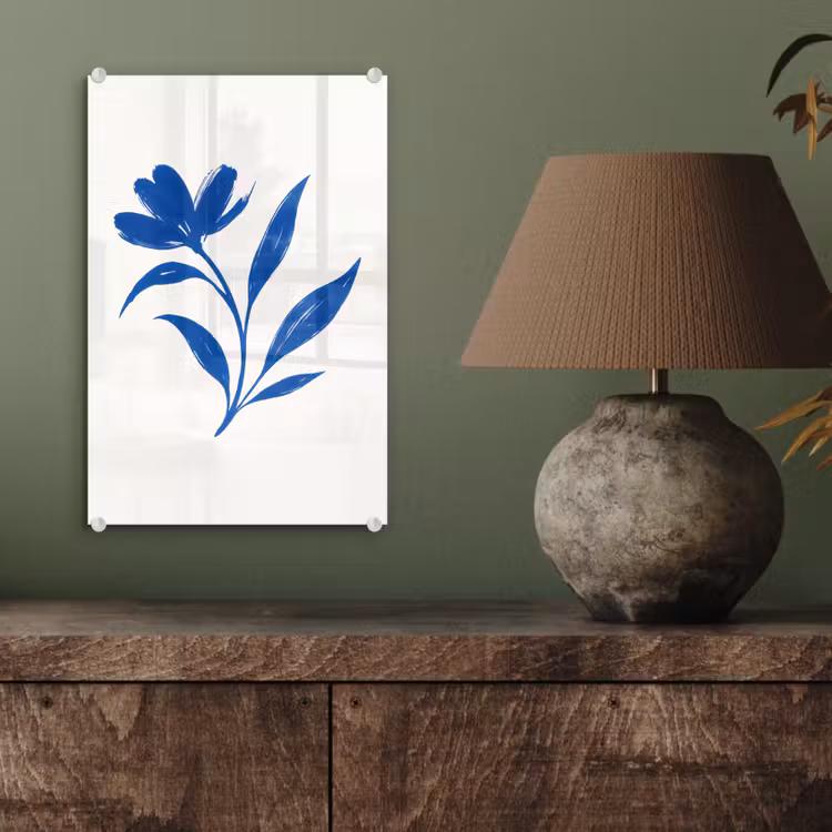 Glas schilderij - Bloem - Blaadjes - Minimalistisch - Blauw — 4