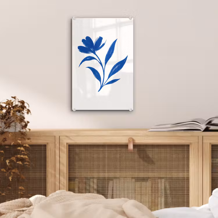 Glas schilderij - Bloem - Blaadjes - Minimalistisch - Blauw — 5