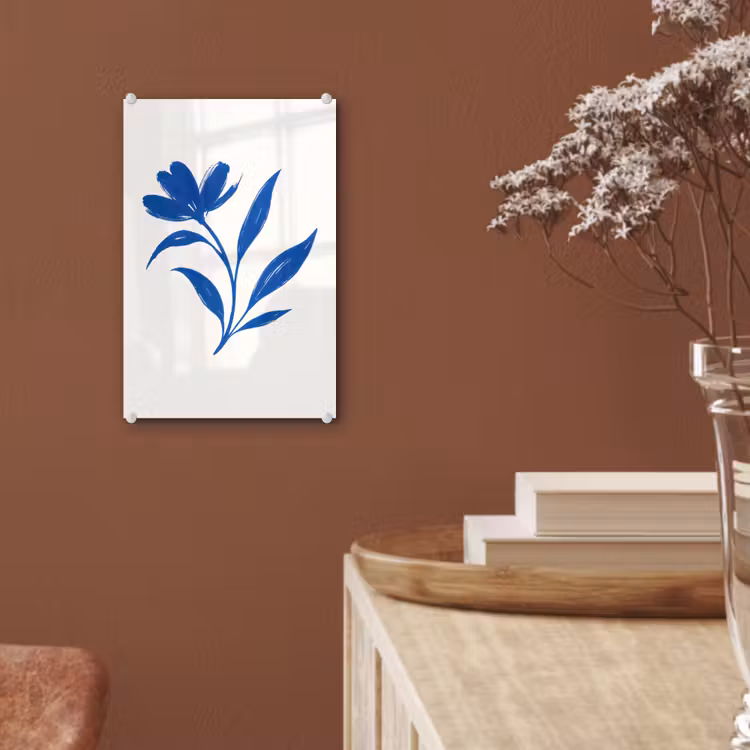 Glas schilderij - Bloem - Blaadjes - Minimalistisch - Blauw — 6