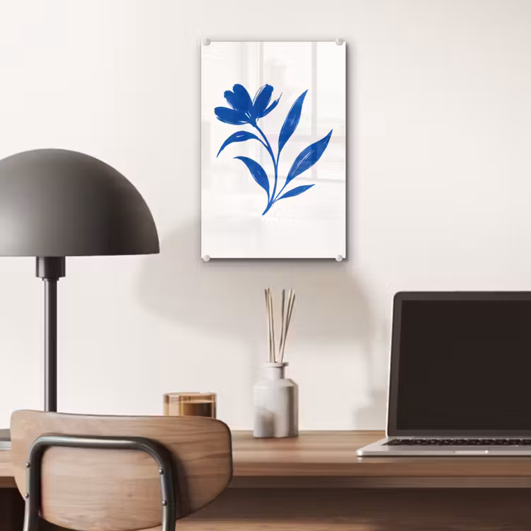 Glas schilderij - Bloem - Blaadjes - Minimalistisch - Blauw — 7