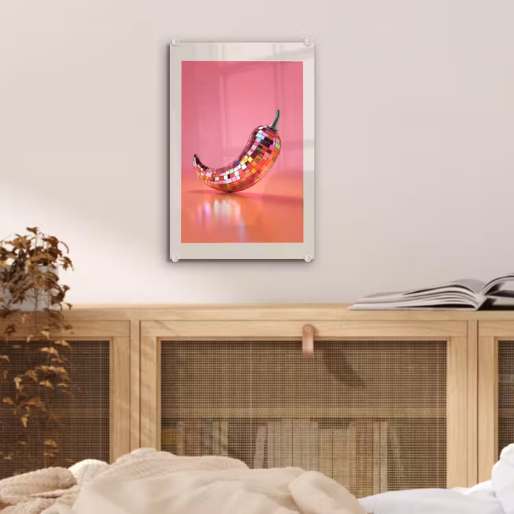 Glas schilderij - Disco - Peper - Roze — 5