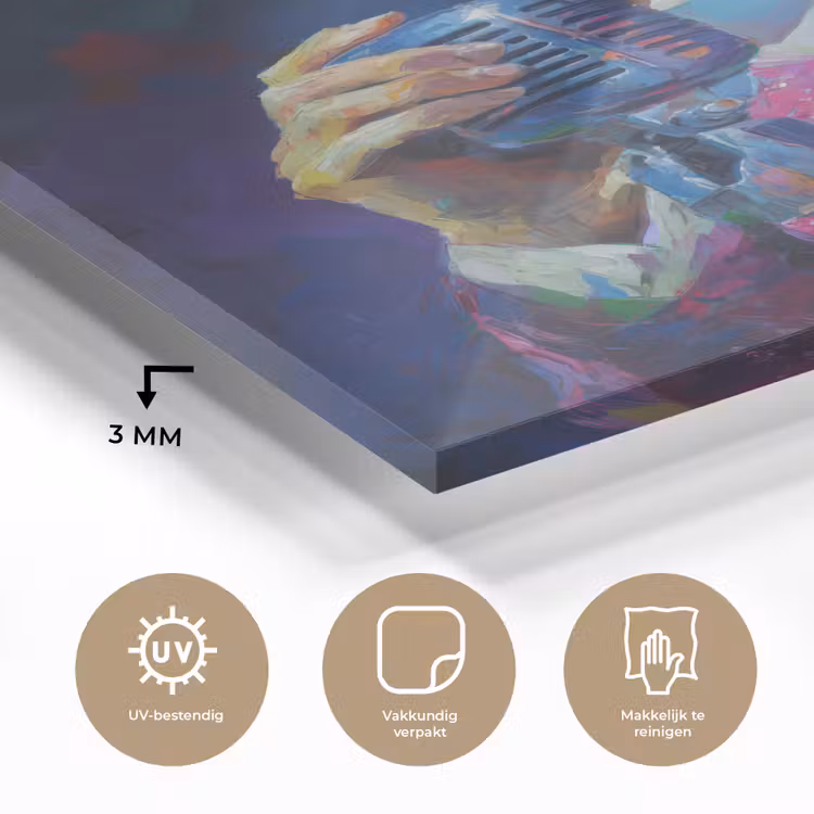 Glas schilderij - Expressief - Microfoon - Paars — 3