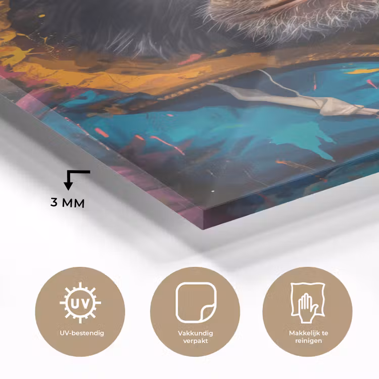 Glas schilderij - Graffiti - Chimpansee - Jas - Aap - Verf — 3