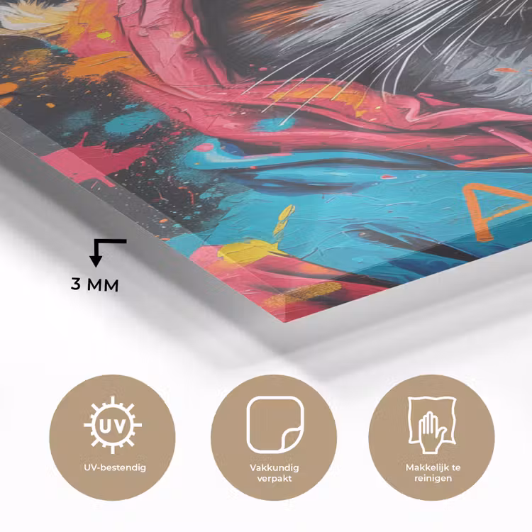 Glas schilderij - Graffiti - Vos - Jas - Pop art — 3