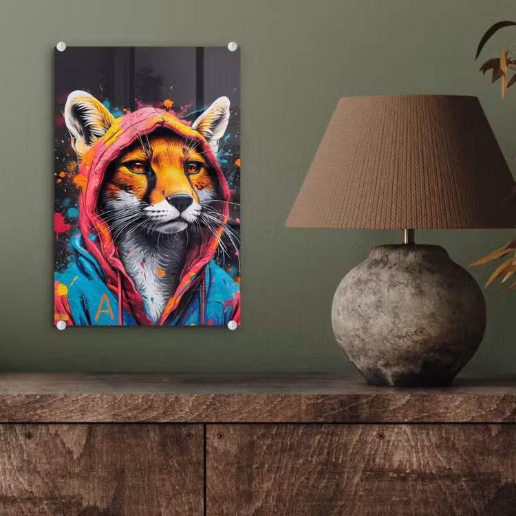 Glas schilderij - Graffiti - Vos - Jas - Pop art — 4