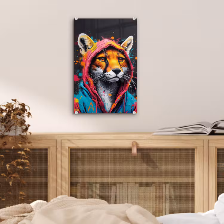 Glas schilderij - Graffiti - Vos - Jas - Pop art — 5
