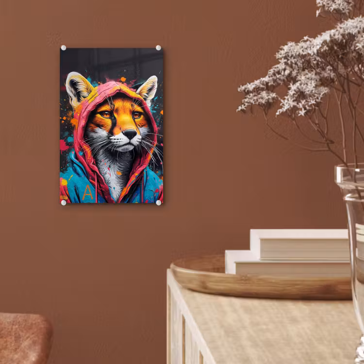 Glas schilderij - Graffiti - Vos - Jas - Pop art — 6