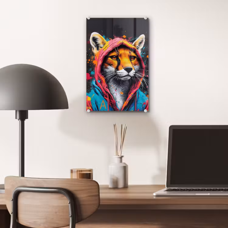 Glas schilderij - Graffiti - Vos - Jas - Pop art — 7