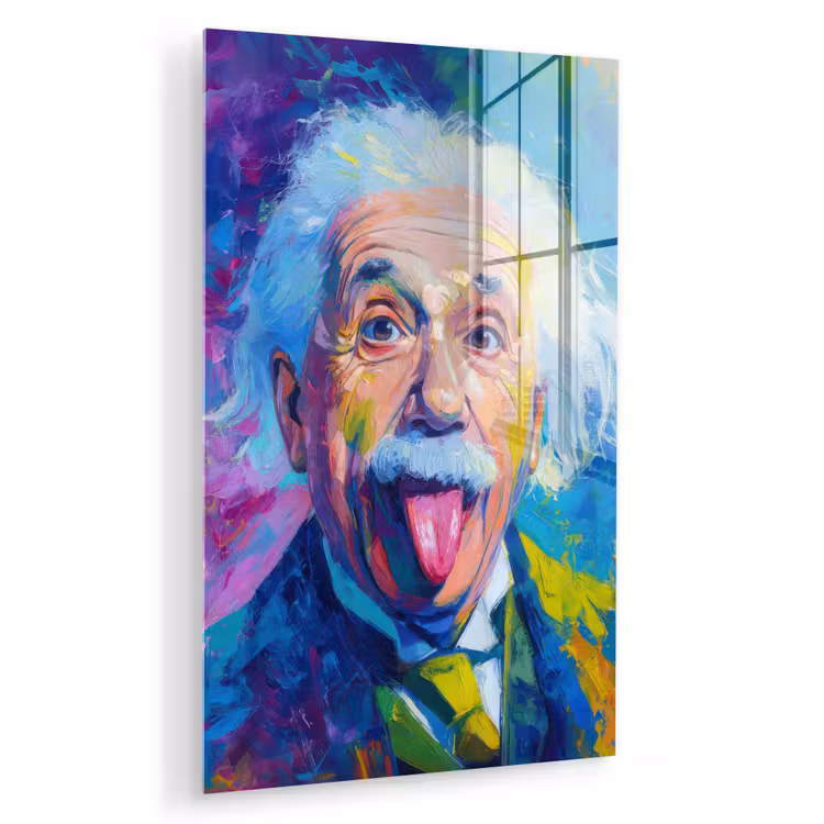 Glas schilderij - Oude man - Expressief - Kleurrijk — 1