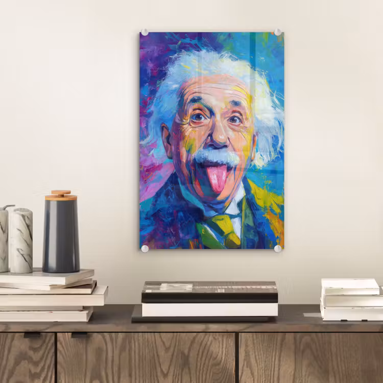 Glas schilderij - Oude man - Expressief - Kleurrijk — 2