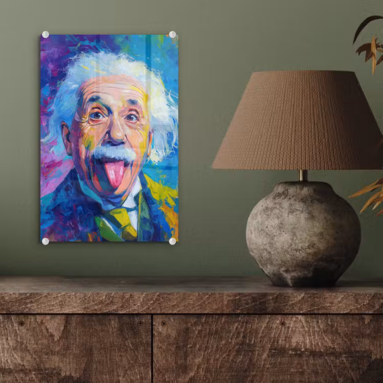 Glas schilderij - Oude man - Expressief - Kleurrijk — 4