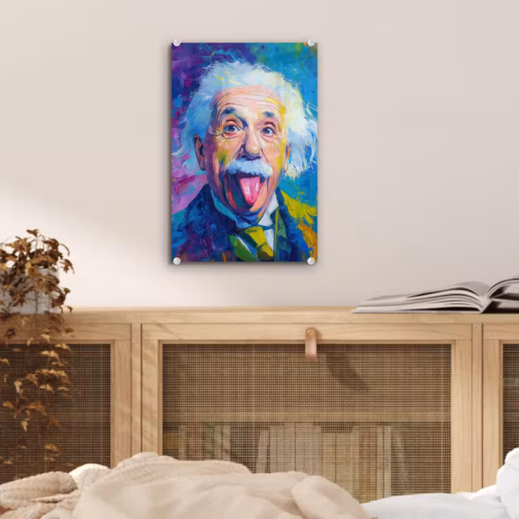 Glas schilderij - Oude man - Expressief - Kleurrijk — 5