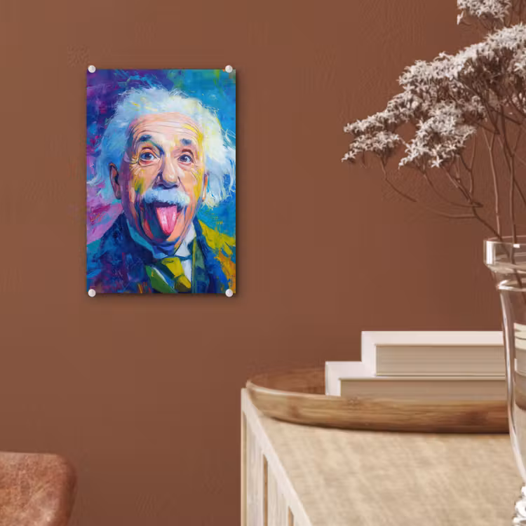 Glas schilderij - Oude man - Expressief - Kleurrijk — 6
