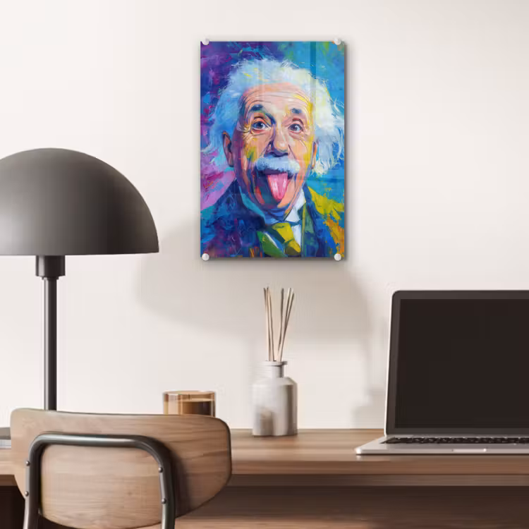 Glas schilderij - Oude man - Expressief - Kleurrijk — 7