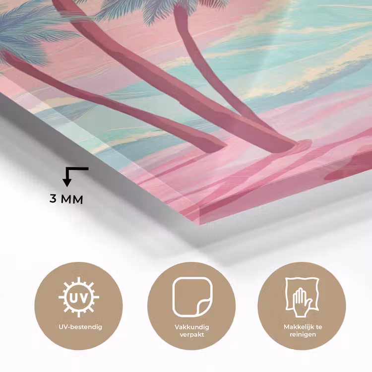 Glas schilderij - Palmbomen - Golven - Zee — 3