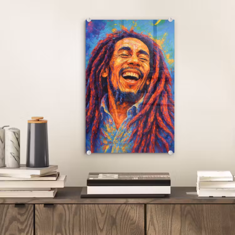 Glas schilderij - Regenboogkleuren - Man - schilderij — 2