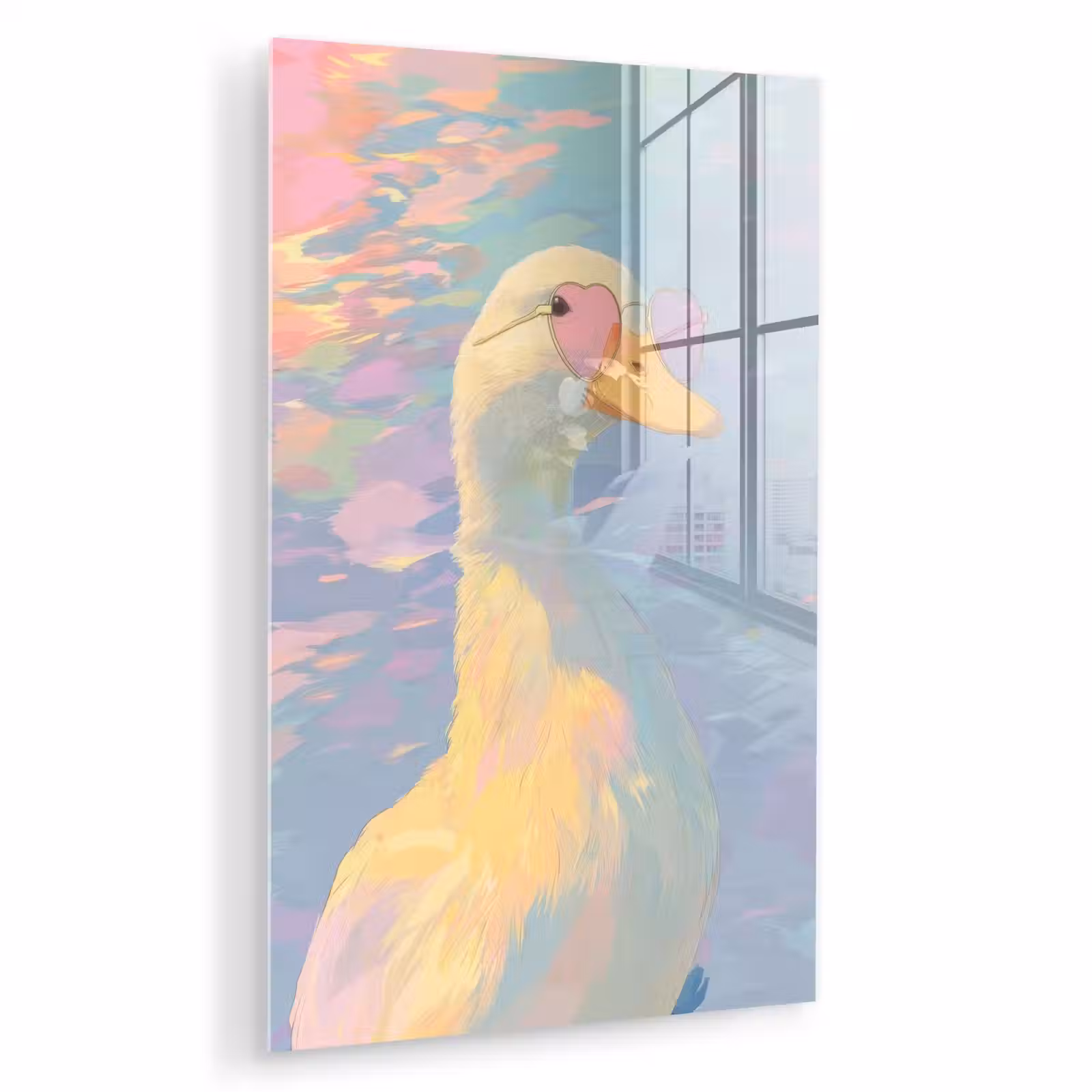 Glas schilderij - Eend - Zonnebril - Water — 1
