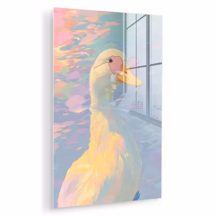 Glas schilderij - Eend - Zonnebril - Water — 1