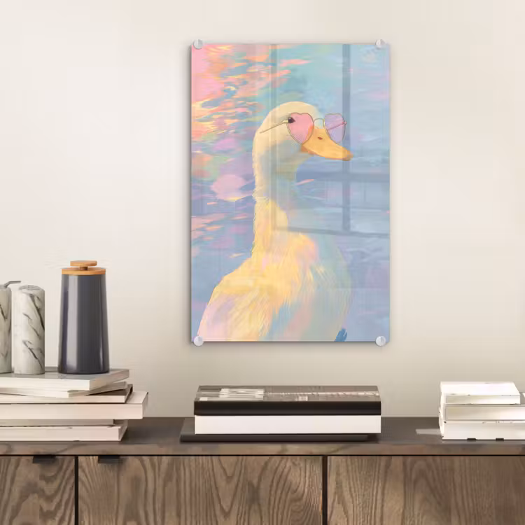 Glas schilderij - Eend - Zonnebril - Water — 2