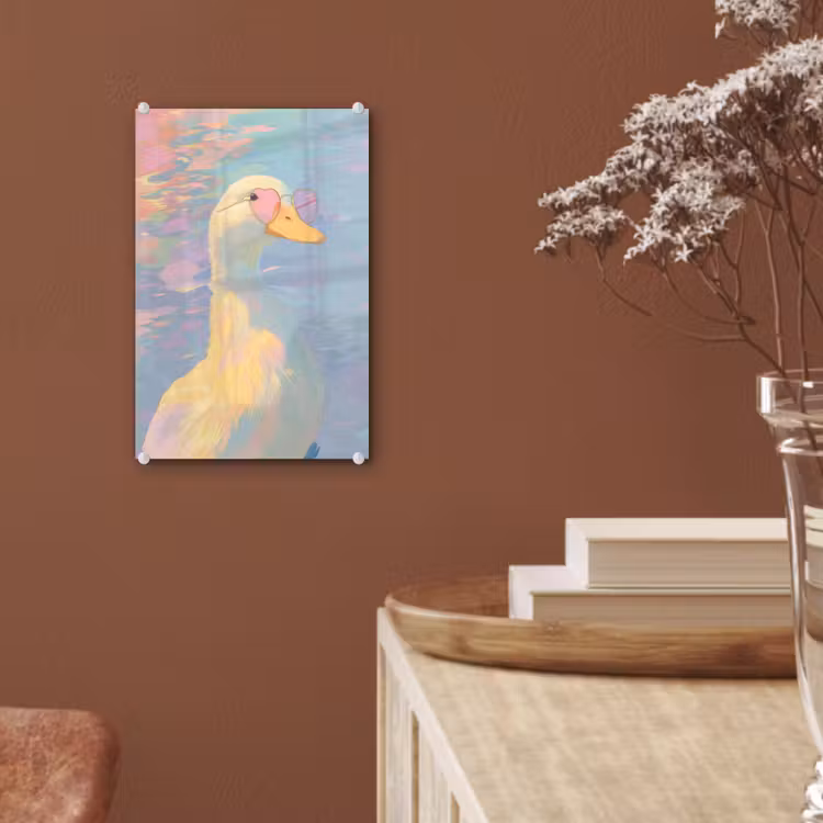 Glas schilderij - Eend - Zonnebril - Water — 6