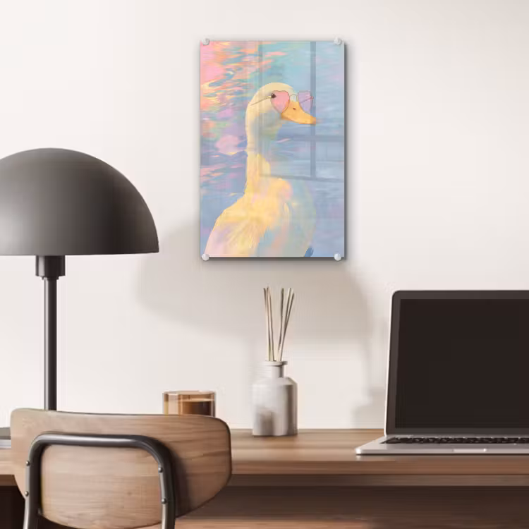Glas schilderij - Eend - Zonnebril - Water — 7